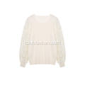 Pullover girocollo da donna in pizzo con paillettes lavorate a maglia